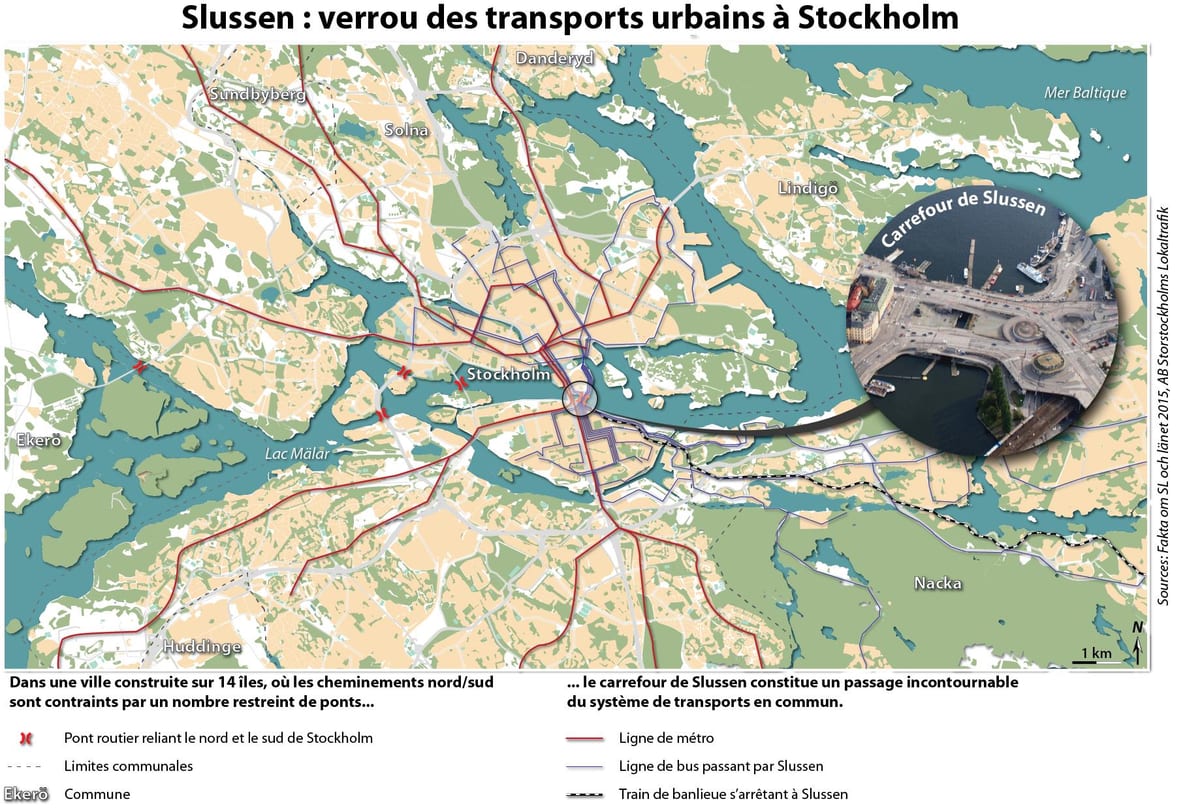 kort af slussen Stokkhólmi