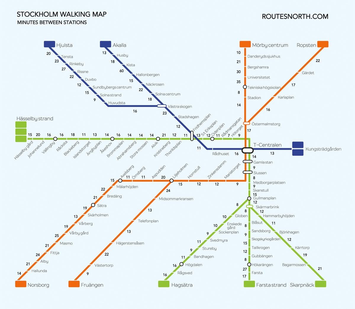 kort af Stokkhólmi gangandi