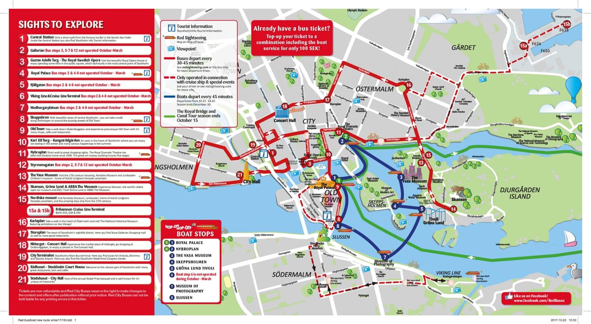 Stokkhólmi red strætó kort