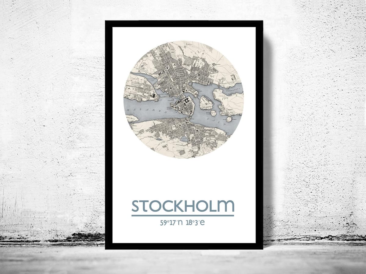 kort af Stokkhólmi kort veggspjald