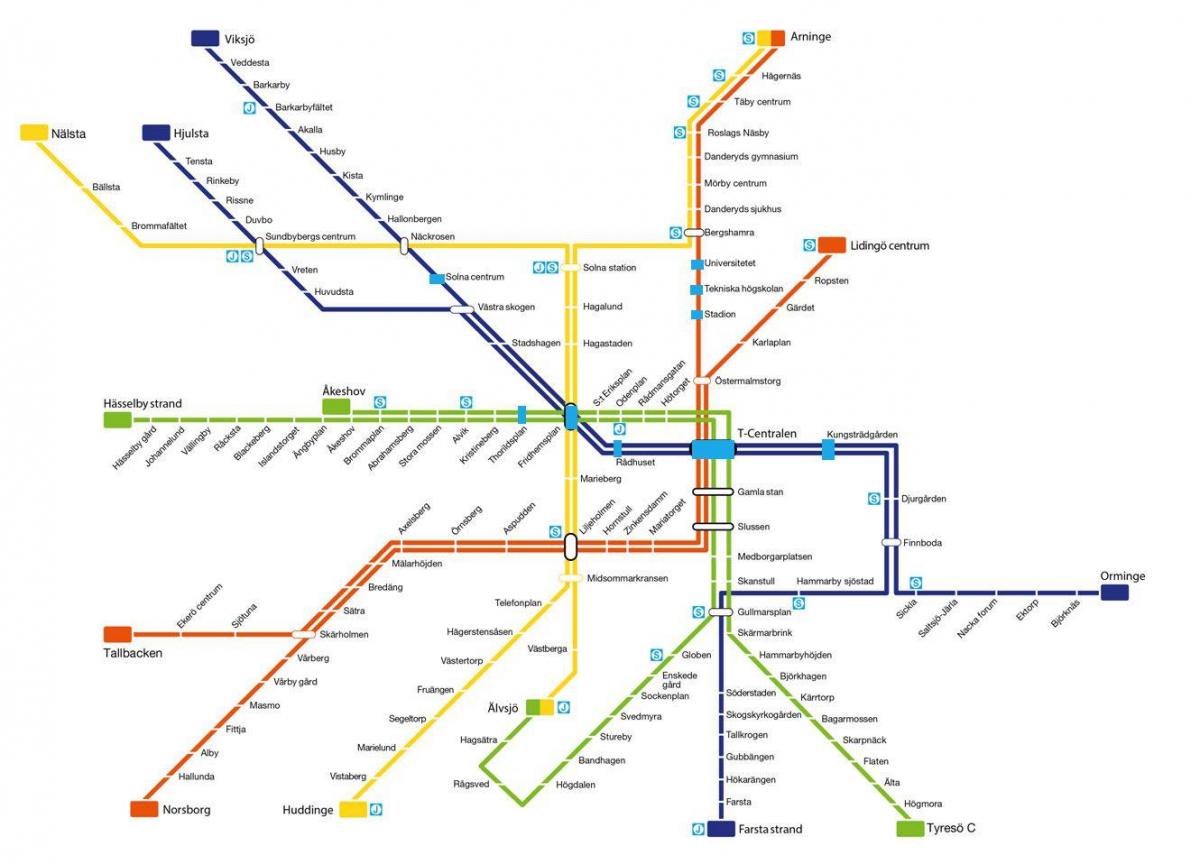 kort af Stokkhólmi metro list