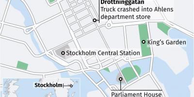 Kort af drottninggatan Stokkhólmi
