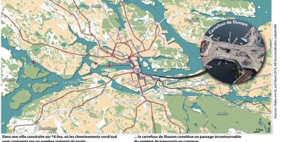 Kort af slussen Stokkhólmi