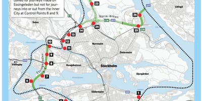 Kort af Stokkhólmi þrengslum ákæra