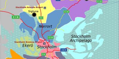 Kort af Stokkhólmi úthverfi